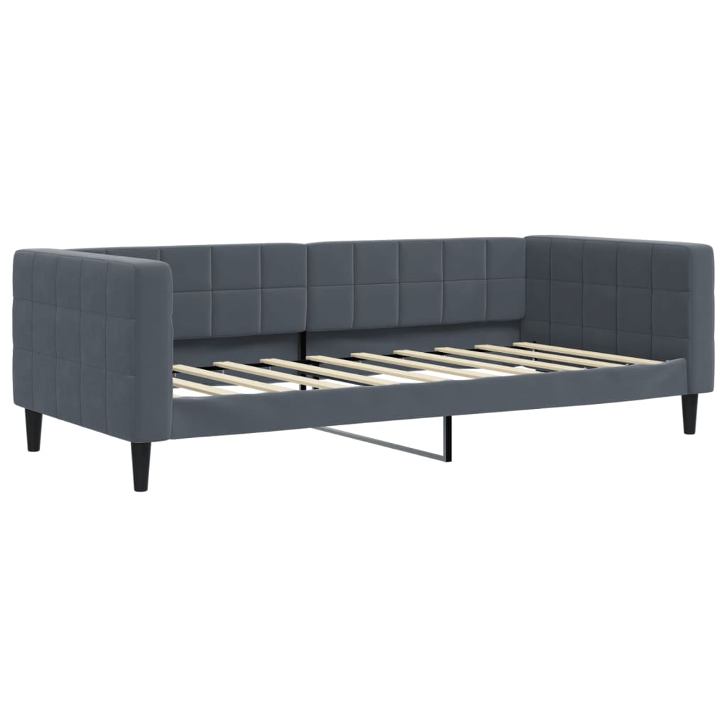 vidaXL Sofa rozsuwana z materacami, ciemnoszara, 90x190 cm, aksamit