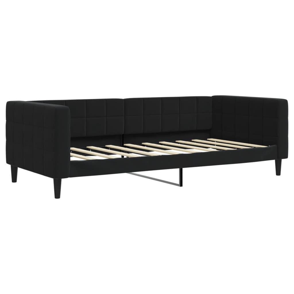 vidaXL Sofa rozsuwana z materacami, czarna, 90x190 cm, aksamit