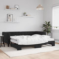 vidaXL Sofa rozsuwana z materacami, czarna, 90x190 cm, aksamit