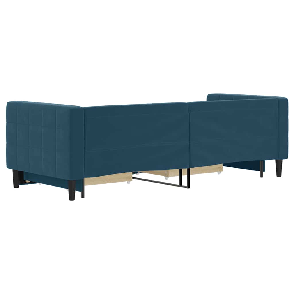 vidaXL Sofa rozsuwana z szufladami, niebieska, 80x200 cm, aksamit
