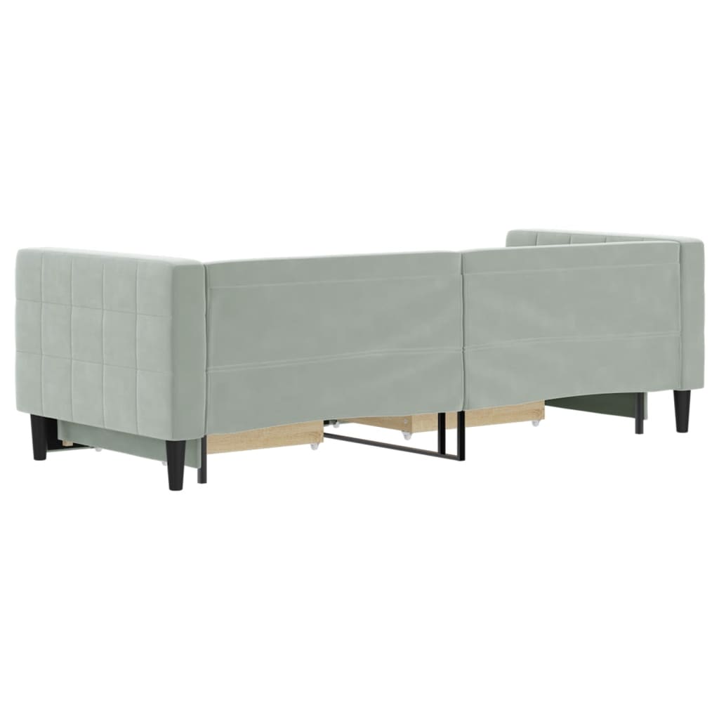 vidaXL Sofa rozsuwana z szufladami, jasnoszara, 80x200 cm, aksamit
