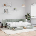 vidaXL Sofa rozsuwana z szufladami, jasnoszara, 80x200 cm, aksamit