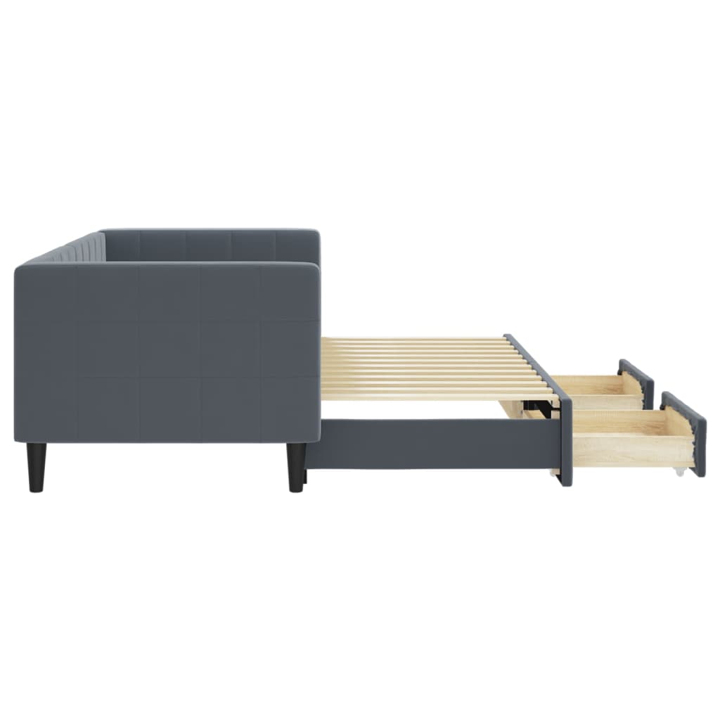 vidaXL Sofa rozsuwana z szufladami, ciemnoszara, 80x200 cm, aksamit
