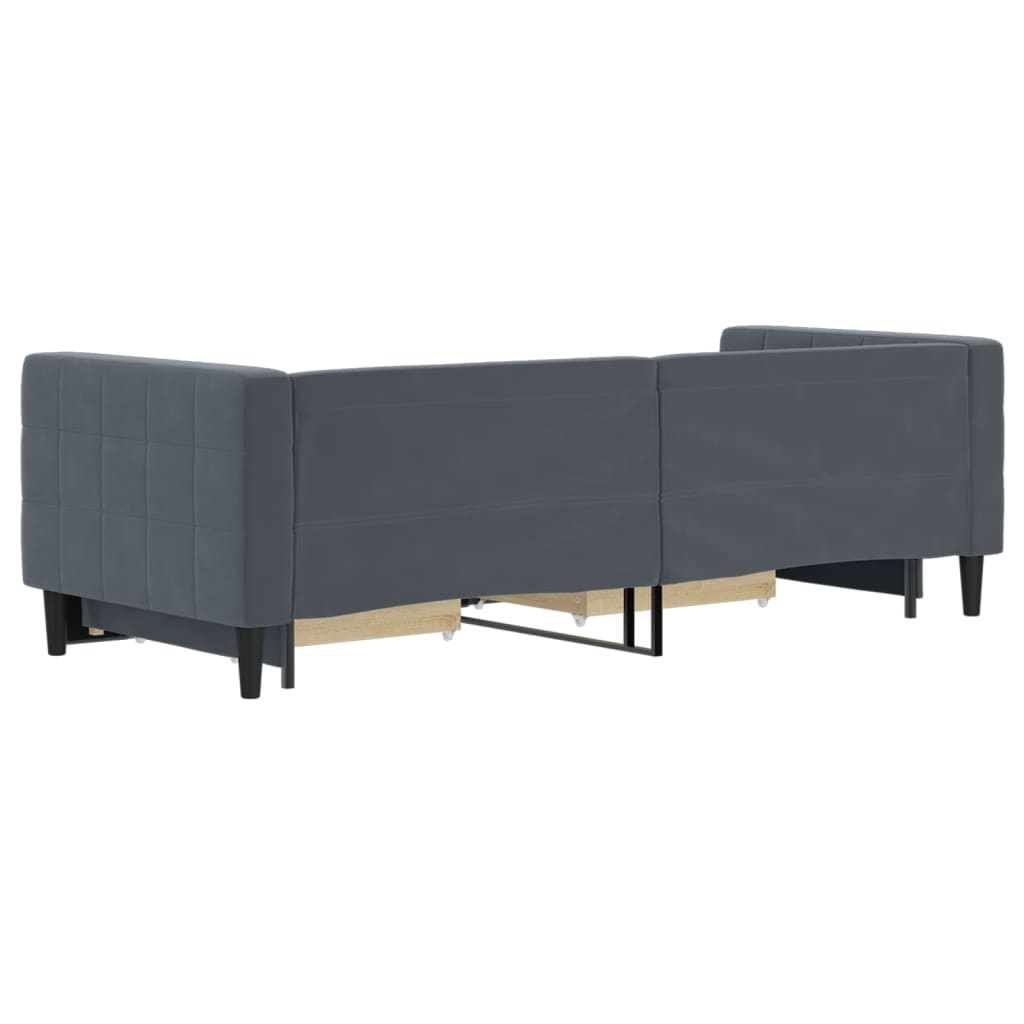 vidaXL Sofa rozsuwana z szufladami, ciemnoszara, 80x200 cm, aksamit