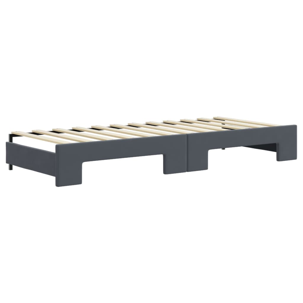 vidaXL Sofa rozsuwana z szufladami, ciemnoszara, 80x200 cm, aksamit