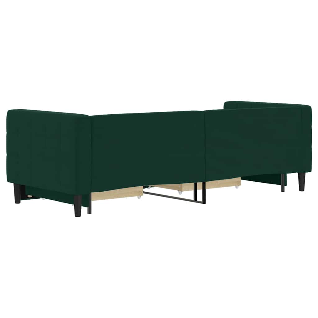 vidaXL Sofa rozsuwana z szufladami, ciemnozielona, 80x200 cm, aksamit