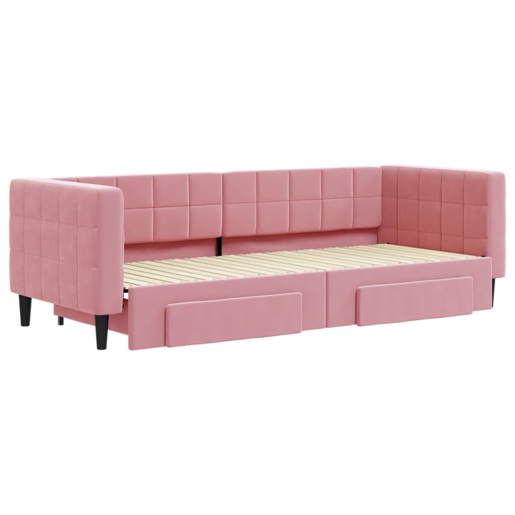 vidaXL Sofa rozsuwana z szufladami, różowa, 80x200 cm, aksamit