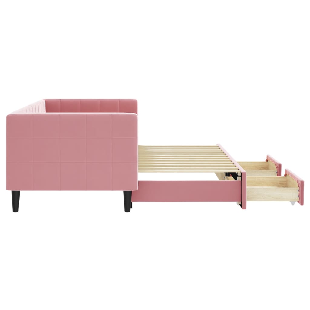 vidaXL Sofa rozsuwana z szufladami, różowa, 80x200 cm, aksamit