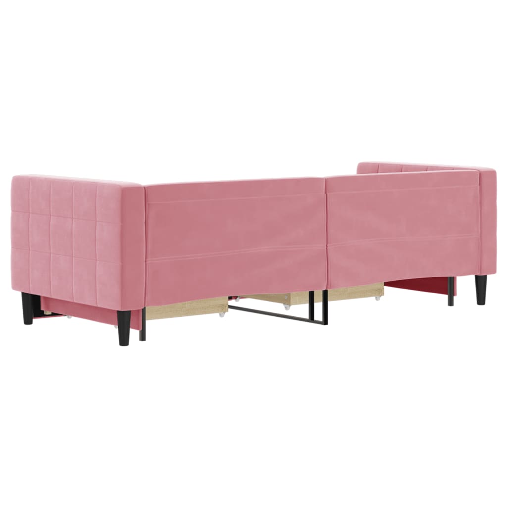 vidaXL Sofa rozsuwana z szufladami, różowa, 80x200 cm, aksamit