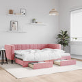 vidaXL Sofa rozsuwana z szufladami, różowa, 80x200 cm, aksamit