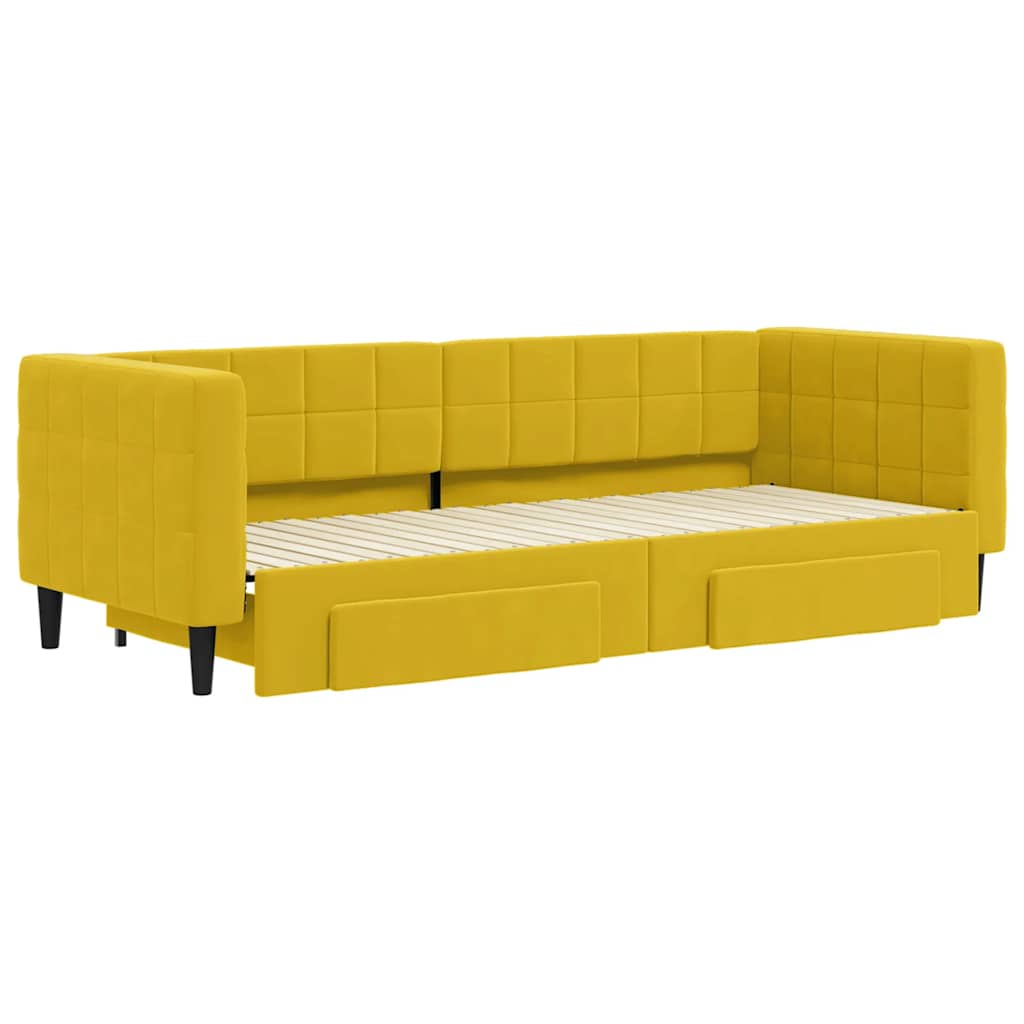 vidaXL Sofa rozsuwana z szufladami, żółta, 80x200 cm, aksamit