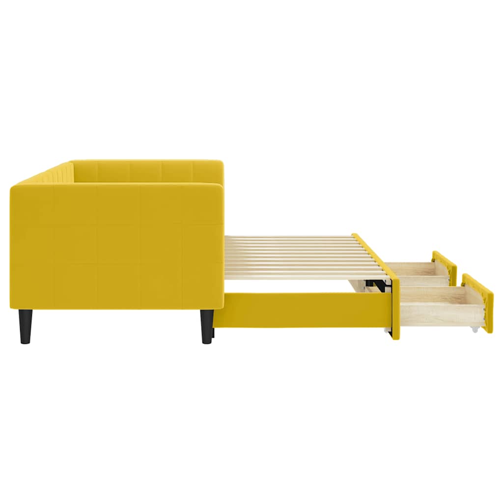 vidaXL Sofa rozsuwana z szufladami, żółta, 80x200 cm, aksamit
