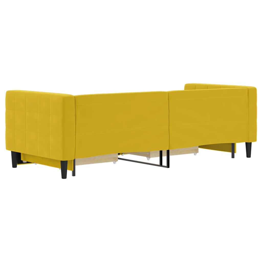 vidaXL Sofa rozsuwana z szufladami, żółta, 80x200 cm, aksamit