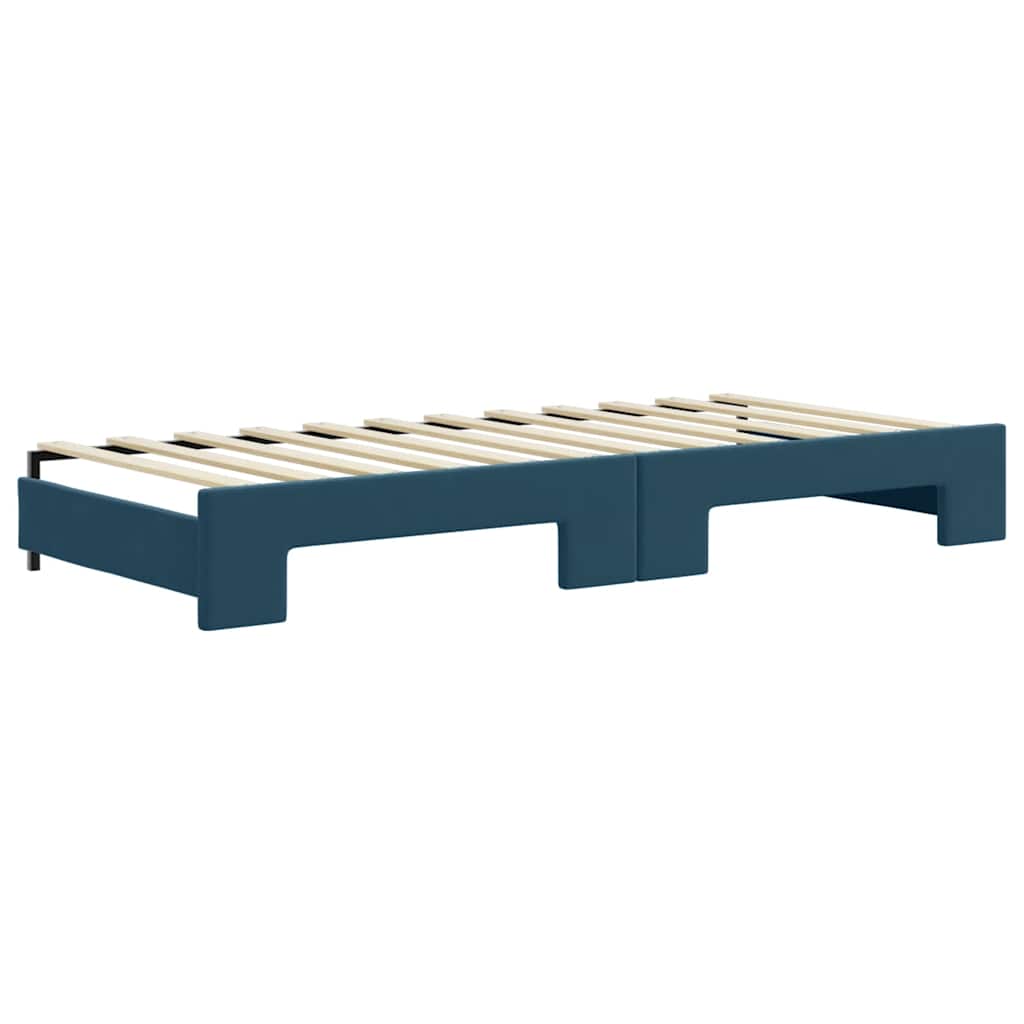 vidaXL Sofa rozsuwana z szufladami, niebieska, 90x200 cm, aksamit