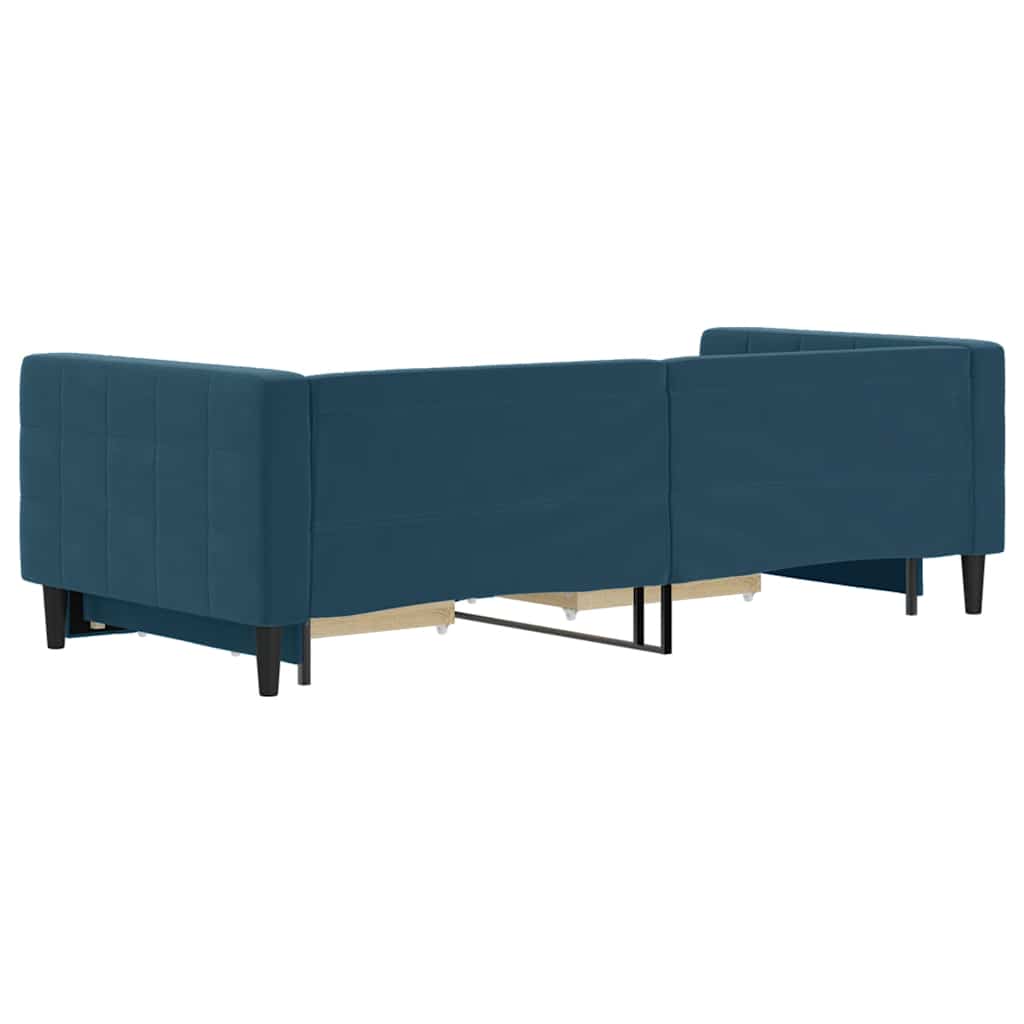 vidaXL Sofa rozsuwana z szufladami, niebieska, 90x200 cm, aksamit