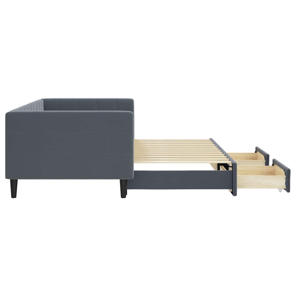 vidaXL Sofa rozsuwana z szufladami, ciemnoszara, 90x200 cm, aksamit