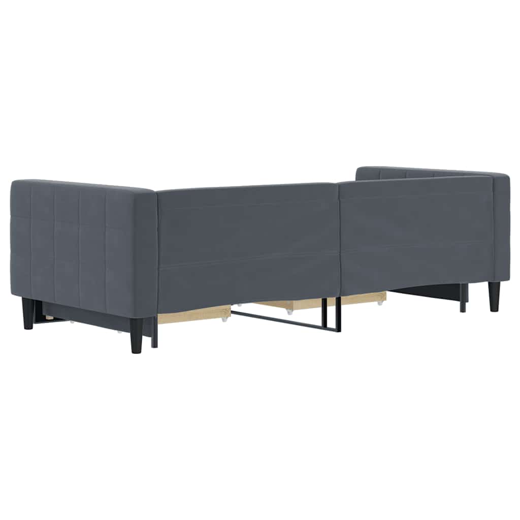vidaXL Sofa rozsuwana z szufladami, ciemnoszara, 90x200 cm, aksamit