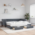 vidaXL Sofa rozsuwana z szufladami, ciemnoszara, 90x200 cm, aksamit