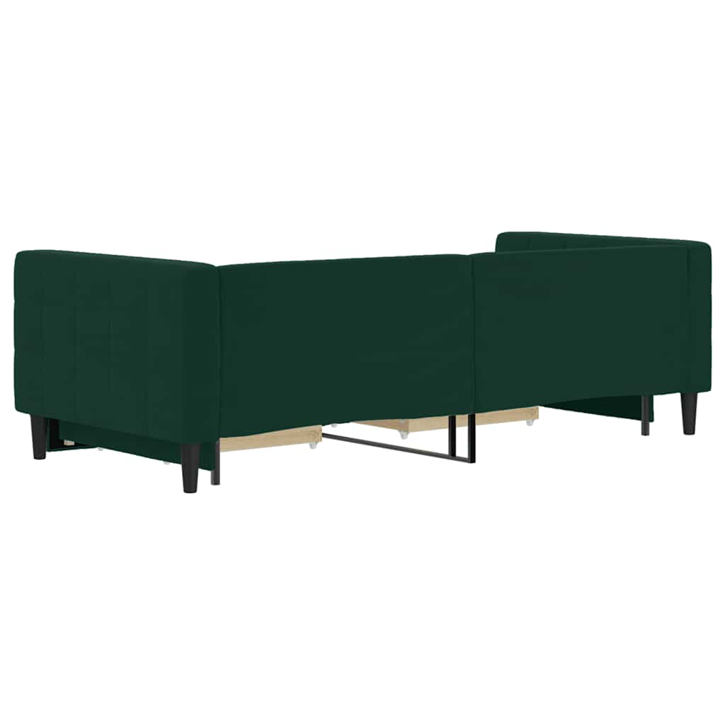 vidaXL Sofa rozsuwana z szufladami, ciemnozielona, 90x200 cm, aksamit