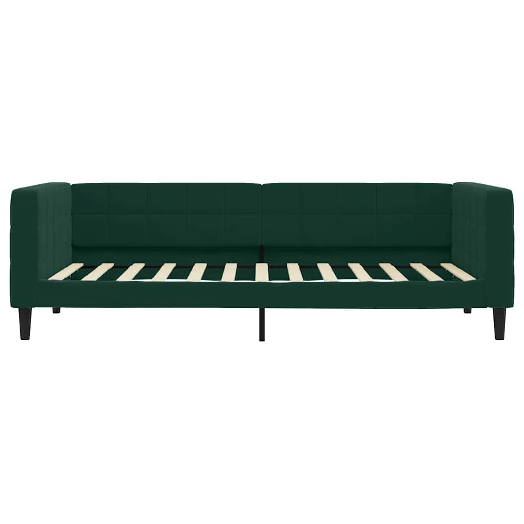 vidaXL Sofa rozsuwana z szufladami, ciemnozielona, 90x200 cm, aksamit