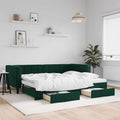vidaXL Sofa rozsuwana z szufladami, ciemnozielona, 90x200 cm, aksamit