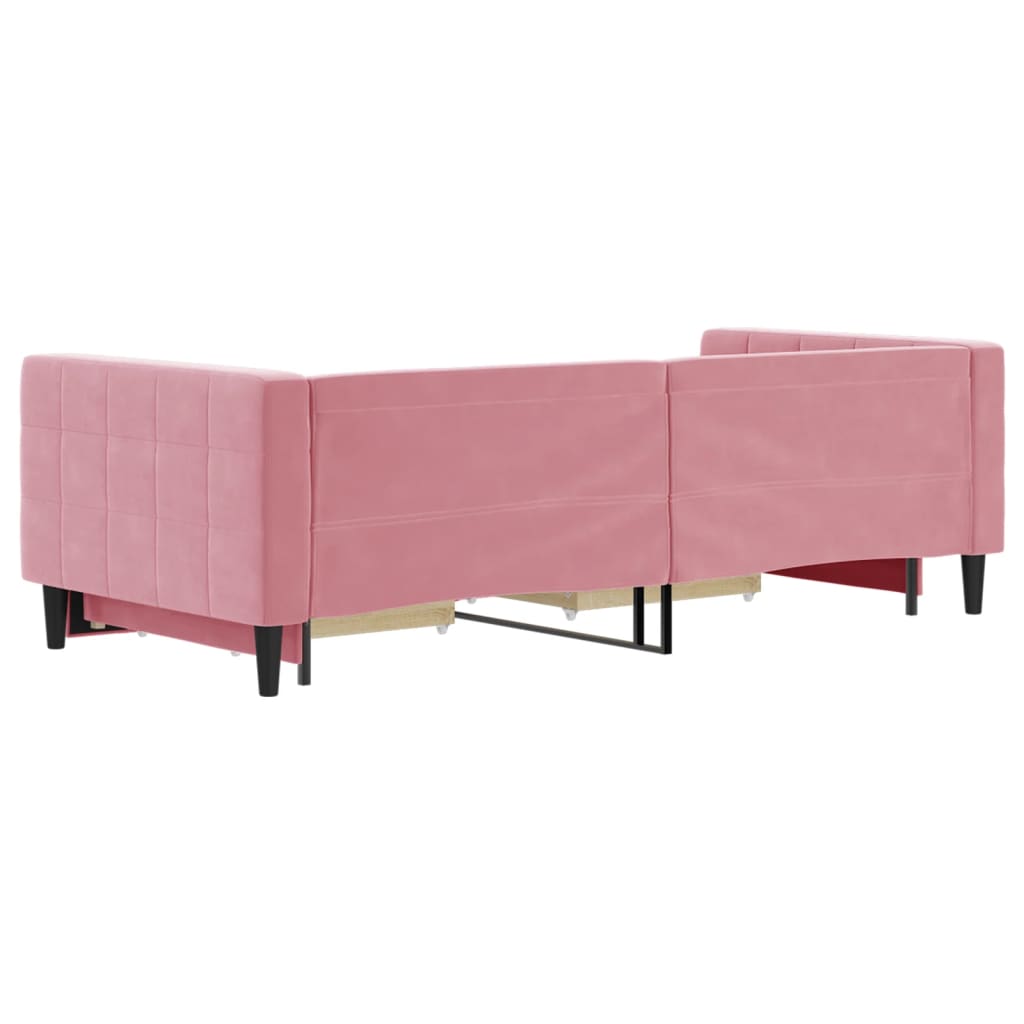vidaXL Sofa rozsuwana z szufladami, różowa, 90x200 cm, aksamit