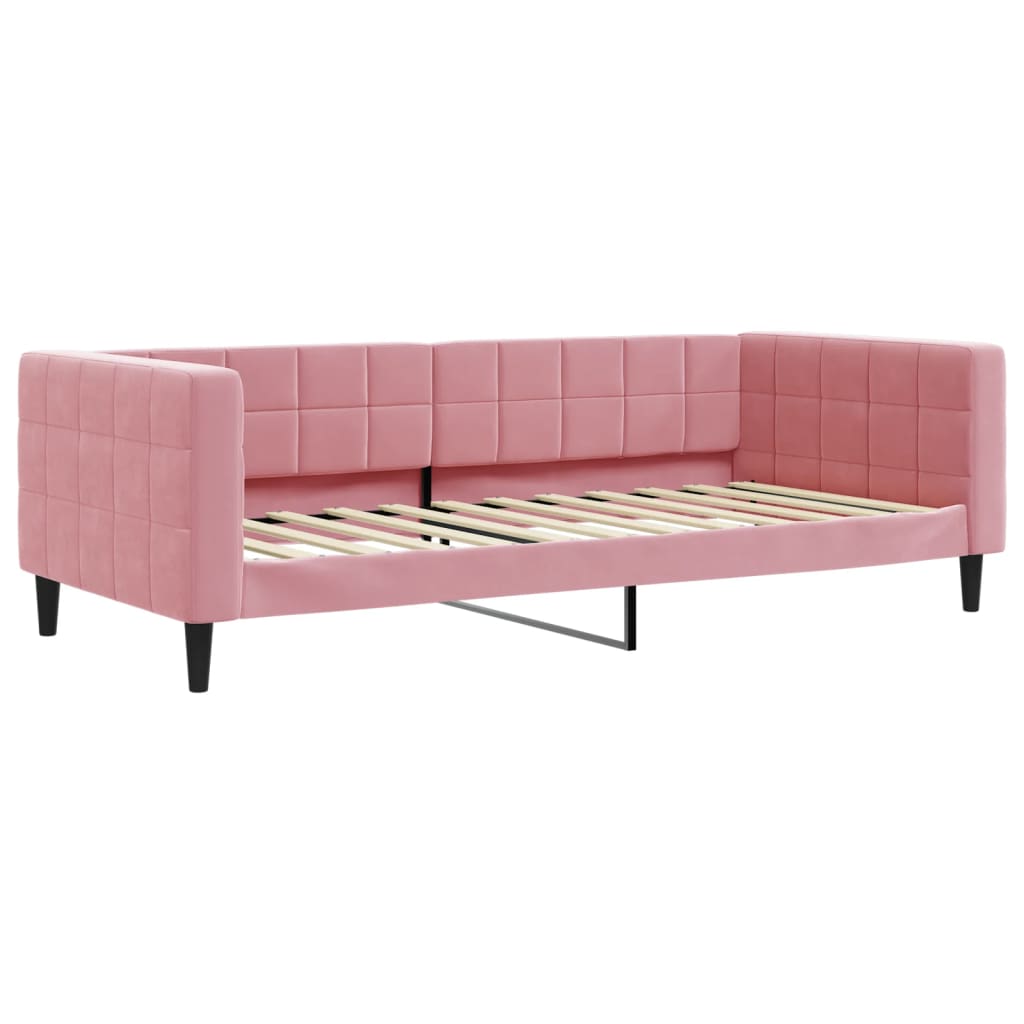 vidaXL Sofa rozsuwana z szufladami, różowa, 90x200 cm, aksamit
