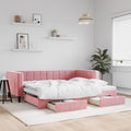 vidaXL Sofa rozsuwana z szufladami, różowa, 90x200 cm, aksamit
