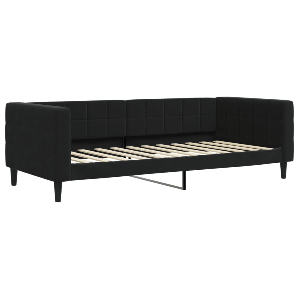 vidaXL Sofa rozsuwana z szufladami, czarna, 90x200 cm, aksamit