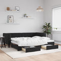 vidaXL Sofa rozsuwana z szufladami, czarna, 90x200 cm, aksamit