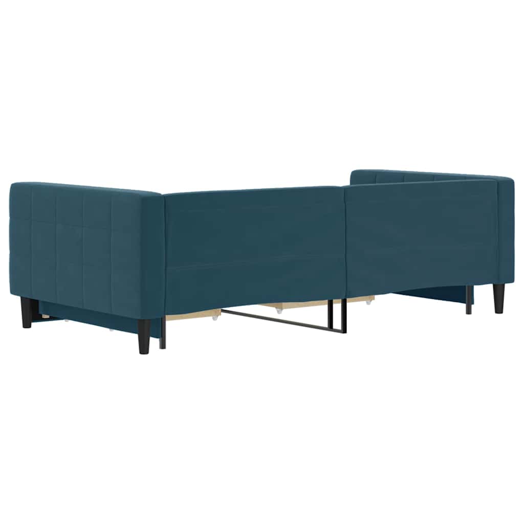 vidaXL Sofa rozsuwana z szufladami, niebieska, 100x200 cm, aksamit