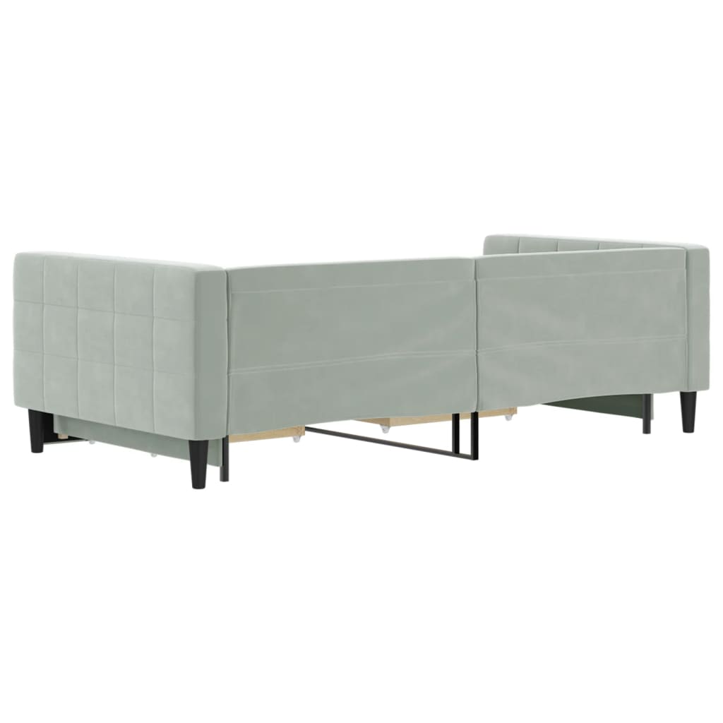 vidaXL Sofa rozsuwana z szufladami, jasnoszara, 100x200 cm, aksamit