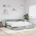 vidaXL Sofa rozsuwana z szufladami, jasnoszara, 100x200 cm, aksamit