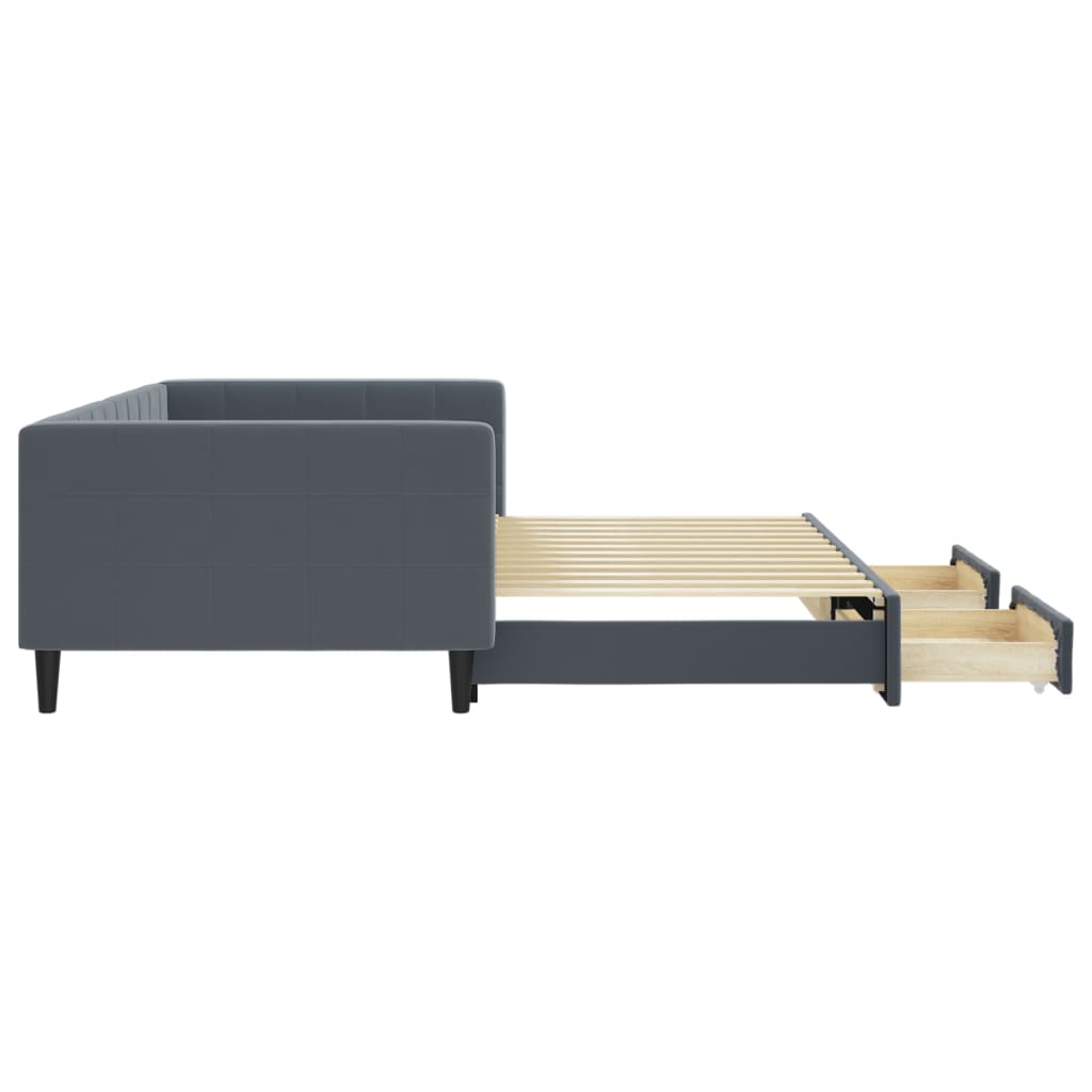 vidaXL Sofa rozsuwana z szufladami, ciemnoszara, 100x200 cm, aksamit