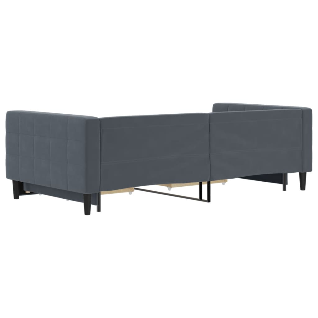 vidaXL Sofa rozsuwana z szufladami, ciemnoszara, 100x200 cm, aksamit