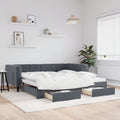 vidaXL Sofa rozsuwana z szufladami, ciemnoszara, 100x200 cm, aksamit
