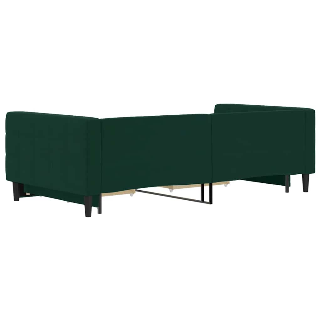vidaXL Sofa rozsuwana z szufladami, ciemnozielona, 100x200 cm, aksamit