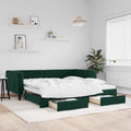 vidaXL Sofa rozsuwana z szufladami, ciemnozielona, 100x200 cm, aksamit