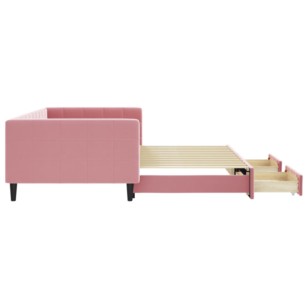 vidaXL Sofa rozsuwana z szufladami, różowa, 100x200 cm, aksamit
