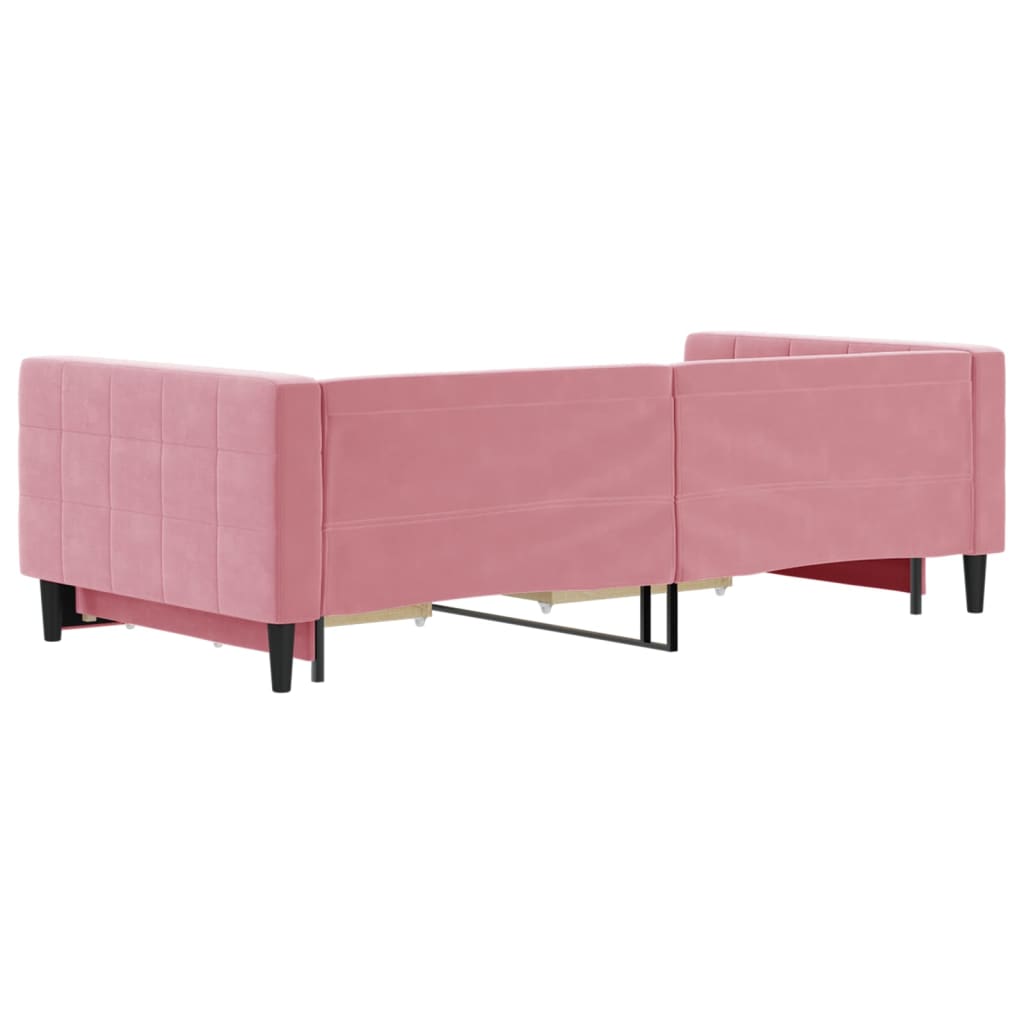 vidaXL Sofa rozsuwana z szufladami, różowa, 100x200 cm, aksamit