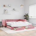 vidaXL Sofa rozsuwana z szufladami, różowa, 100x200 cm, aksamit