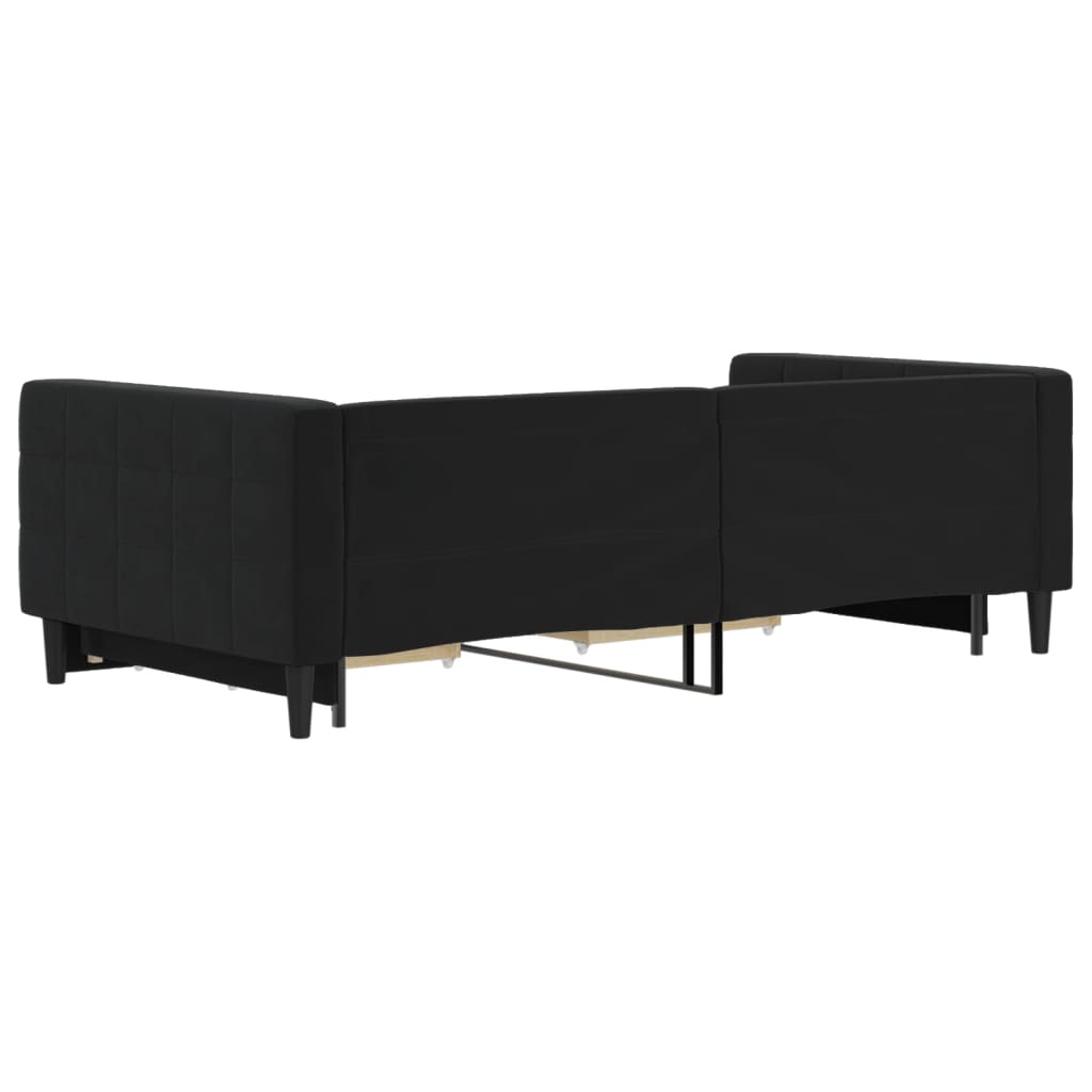 vidaXL Sofa rozsuwana z szufladami, czarna, 100x200 cm, aksamit