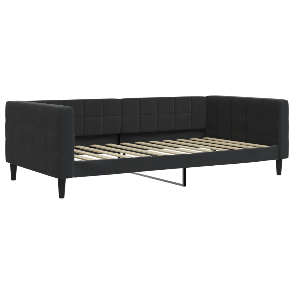 vidaXL Sofa rozsuwana z szufladami, czarna, 100x200 cm, aksamit