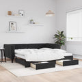 vidaXL Sofa rozsuwana z szufladami, czarna, 100x200 cm, aksamit