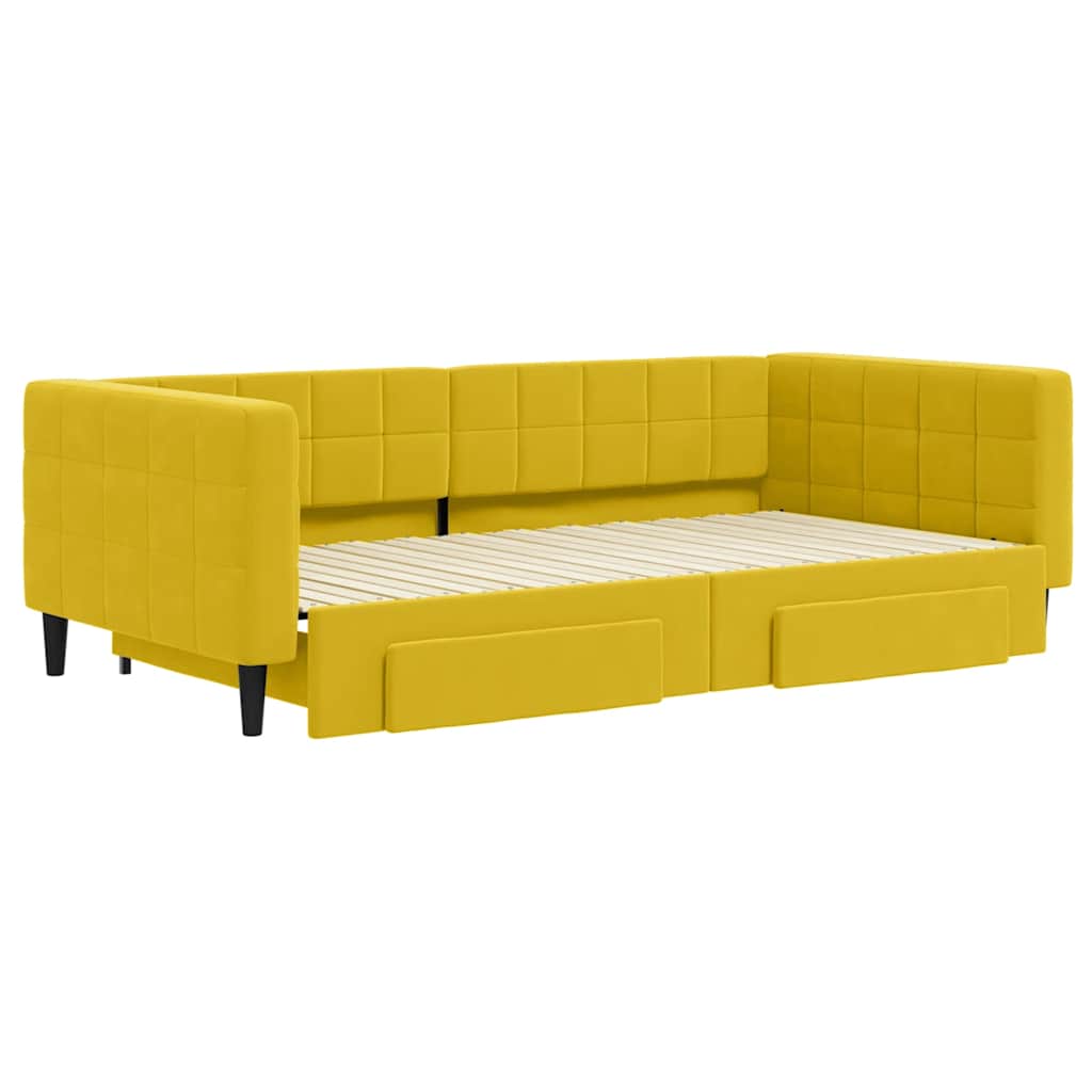 vidaXL Sofa rozsuwana z szufladami, żółta, 100x200 cm, aksamit