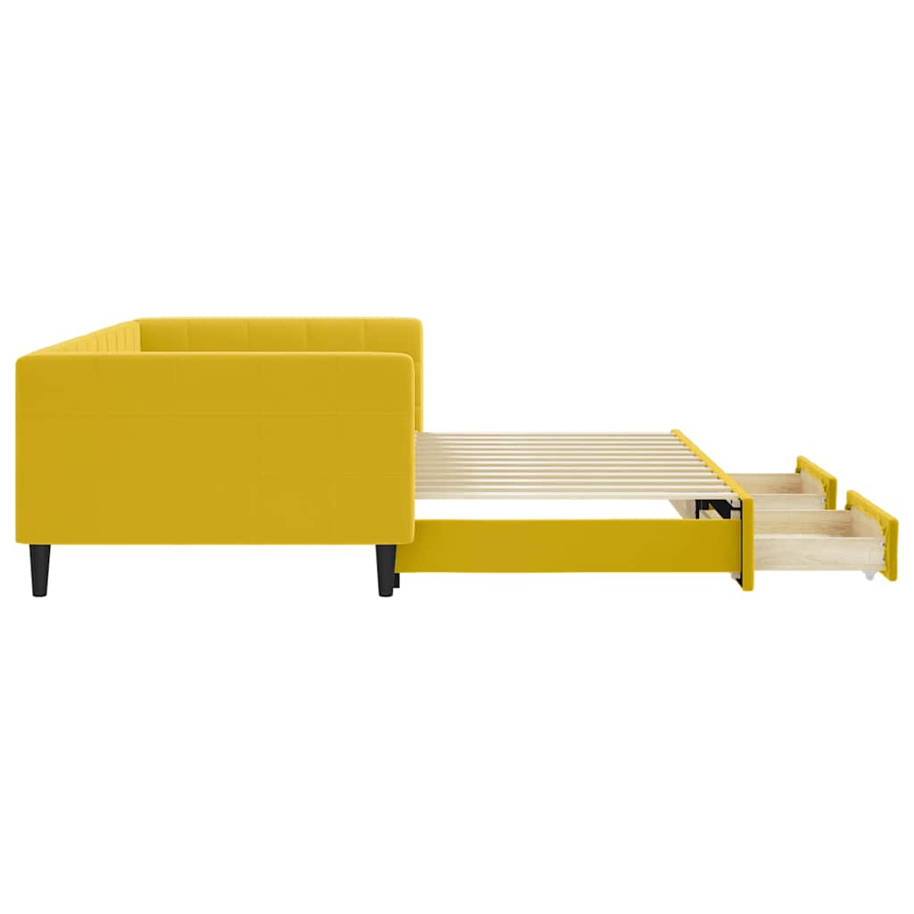 vidaXL Sofa rozsuwana z szufladami, żółta, 100x200 cm, aksamit