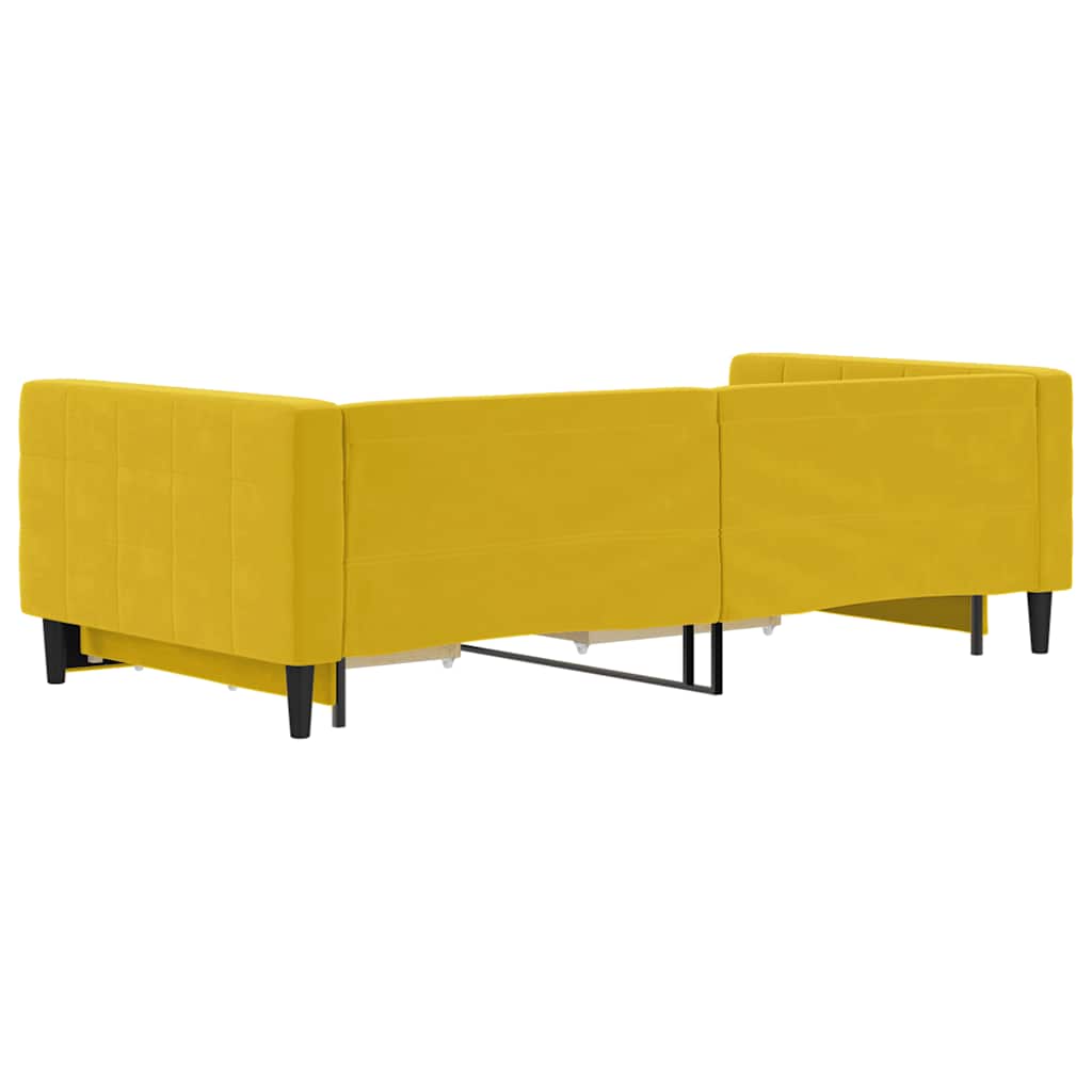 vidaXL Sofa rozsuwana z szufladami, żółta, 100x200 cm, aksamit