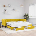 vidaXL Sofa rozsuwana z szufladami, żółta, 100x200 cm, aksamit