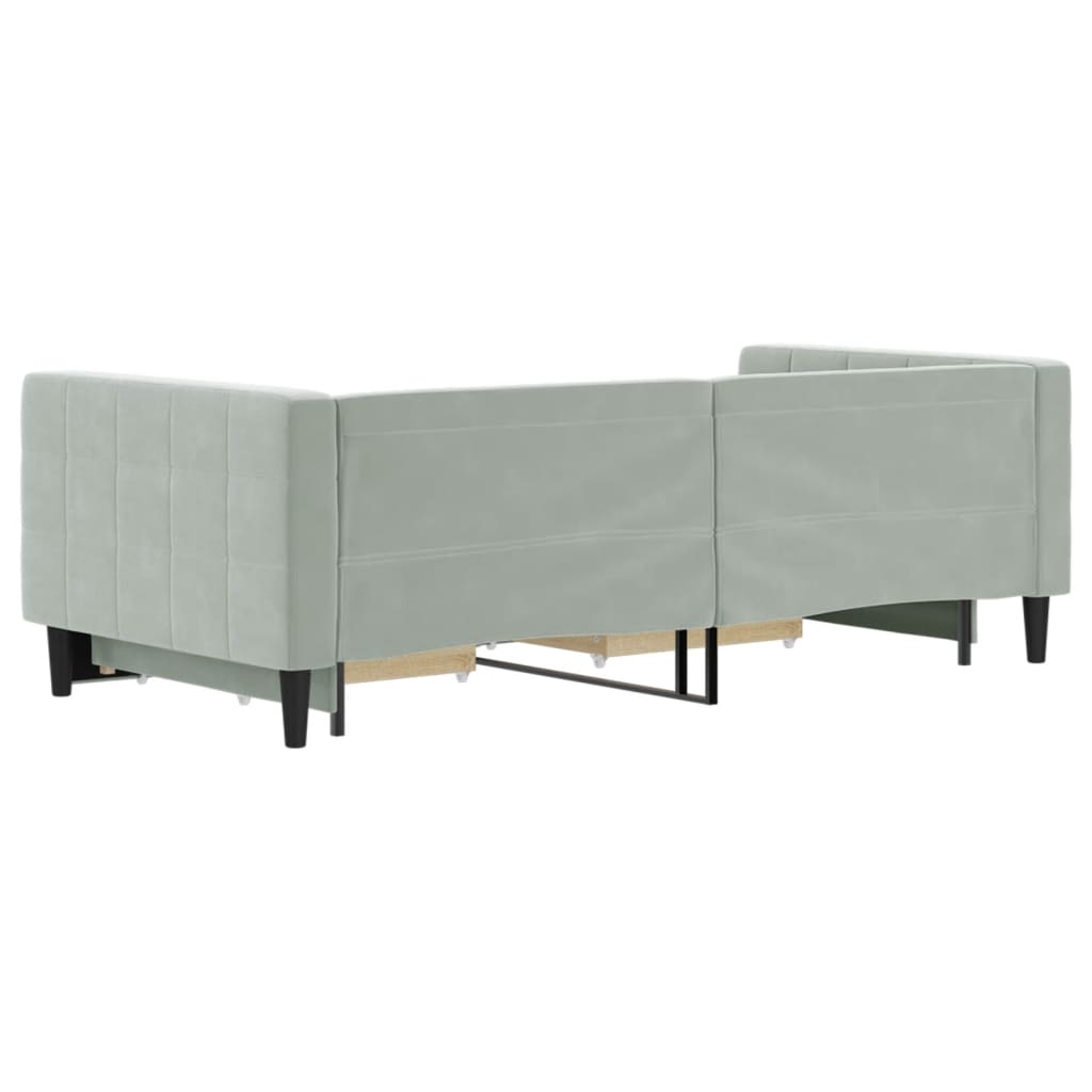 vidaXL Sofa rozsuwana z szufladami, jasnoszara, 90x190 cm, aksamit