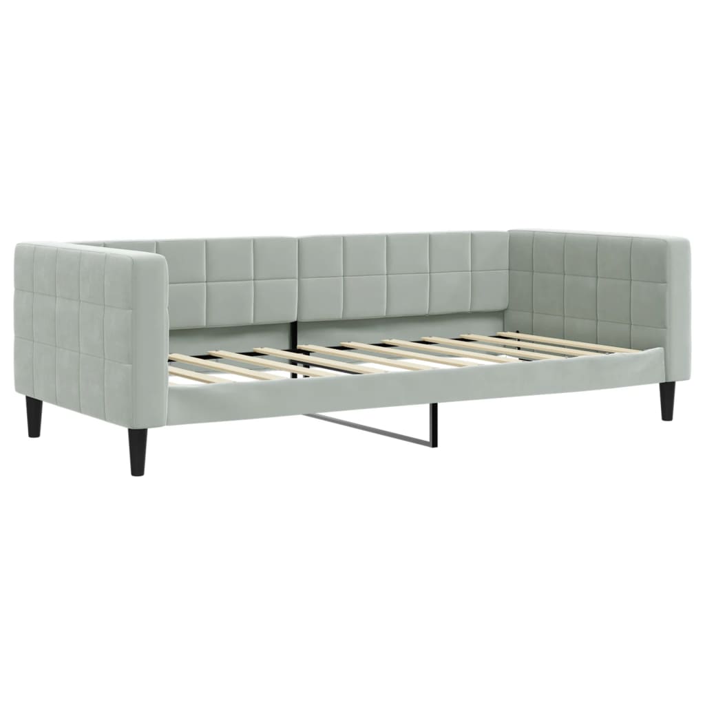 vidaXL Sofa rozsuwana z szufladami, jasnoszara, 90x190 cm, aksamit
